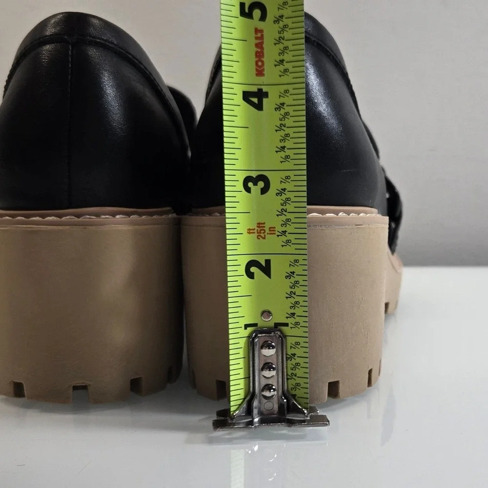 Dolce Vita Loafers 9 Haris Black Leather Chain Lug‎ Sole Chunky Platform Revolve